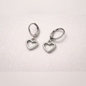 Silver Heart Hoop Earrings